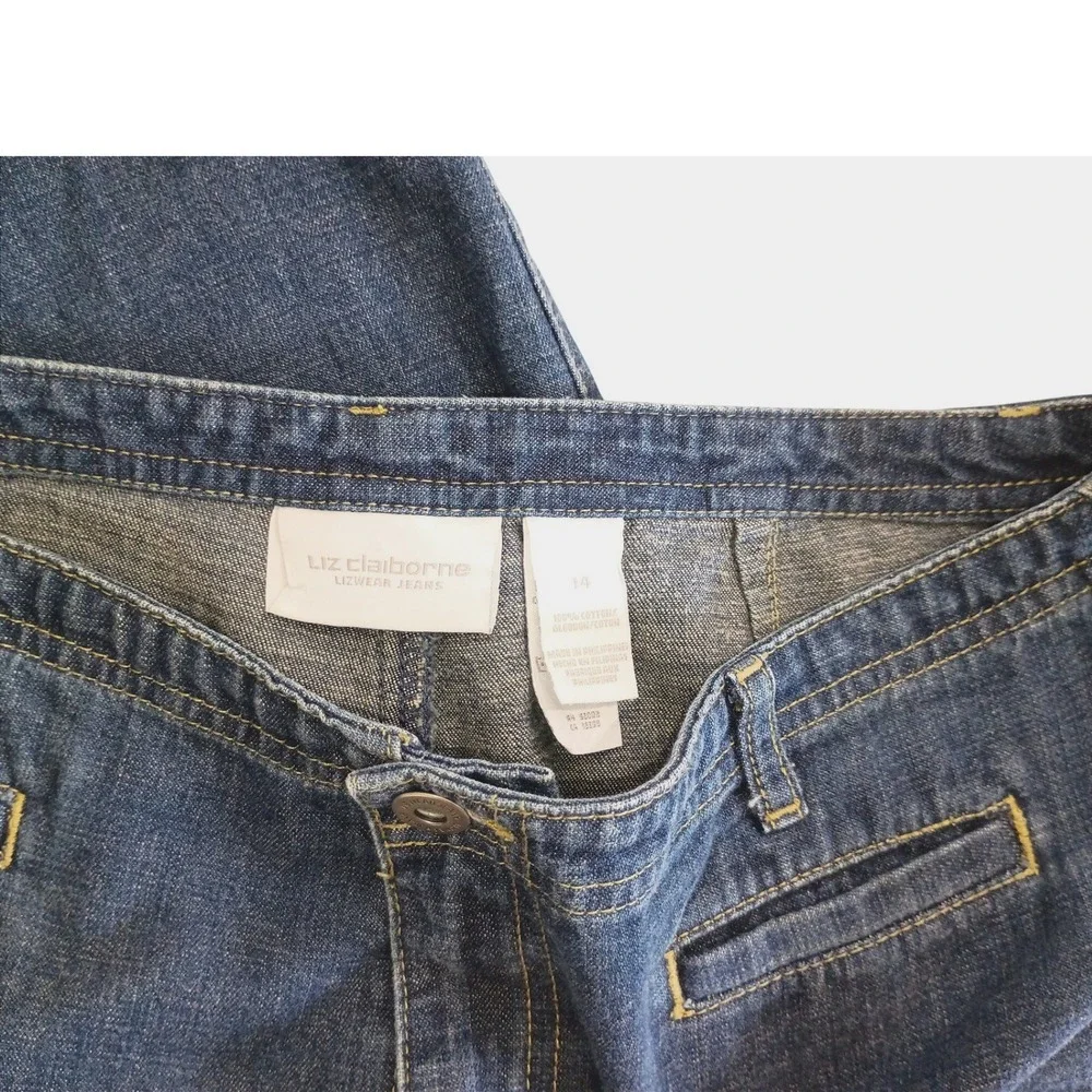 Liz Claiborne Vintage Jeans Womens 14 Blue Denim High Rise Straight Leg‎ Y2K